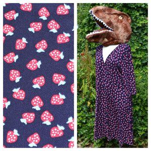 Leota 2X Strawberry Print Surplice Midi Dress
